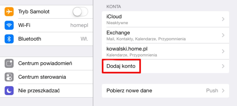 CalDAV i CardDAV w poczcie home.pl