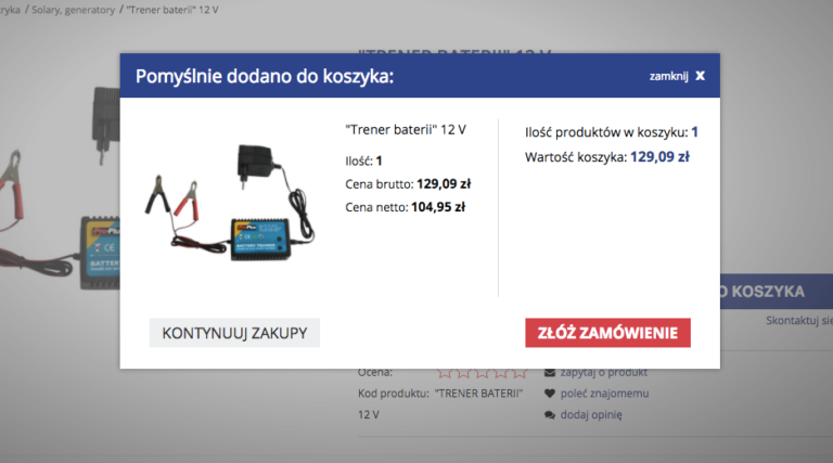 Dodawanie produktów do koszyka w nowym sklepie campandtrailer.pl