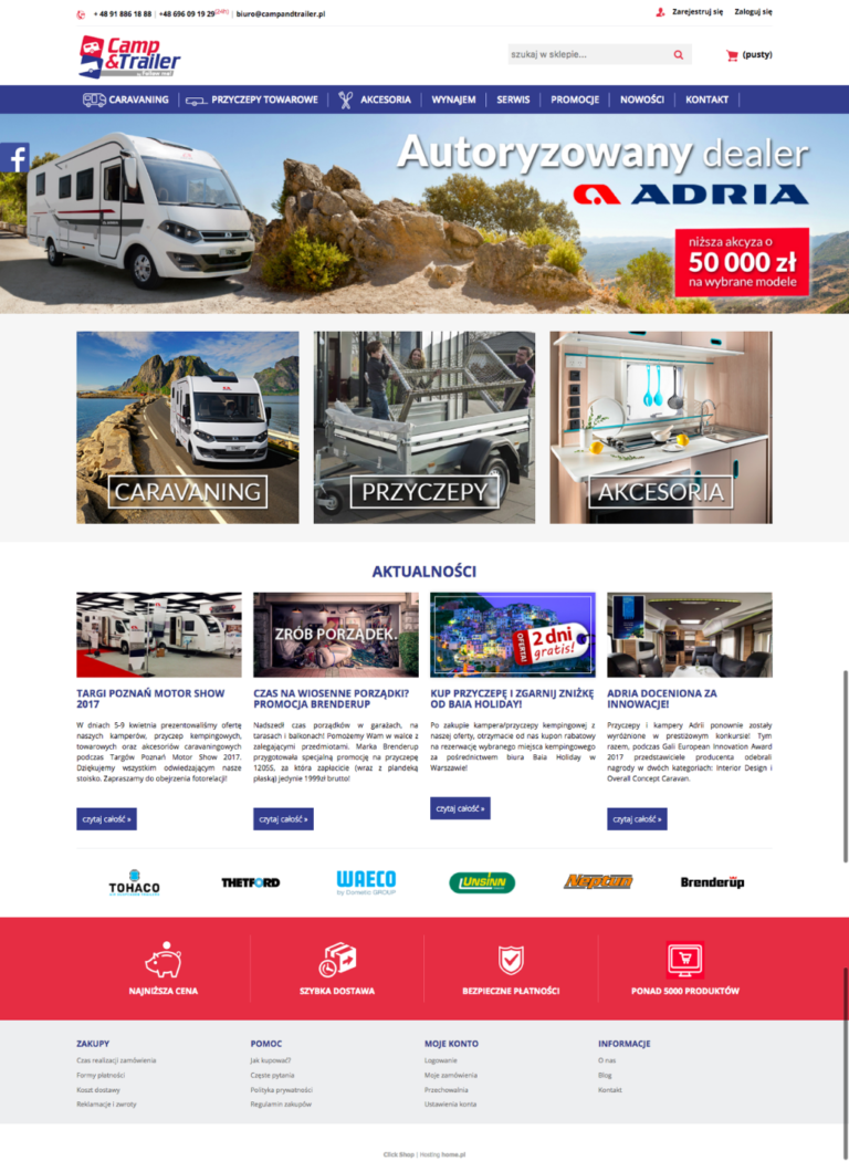 Strona główna nowego sklepu campandtrailer.pl