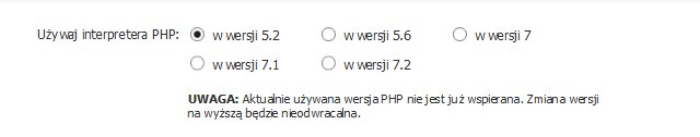 PHP 7.2 hosting home.pl