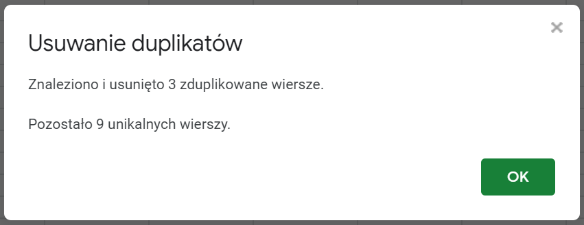 Jak usunąć duplikaty w Google Sheets - G Suite