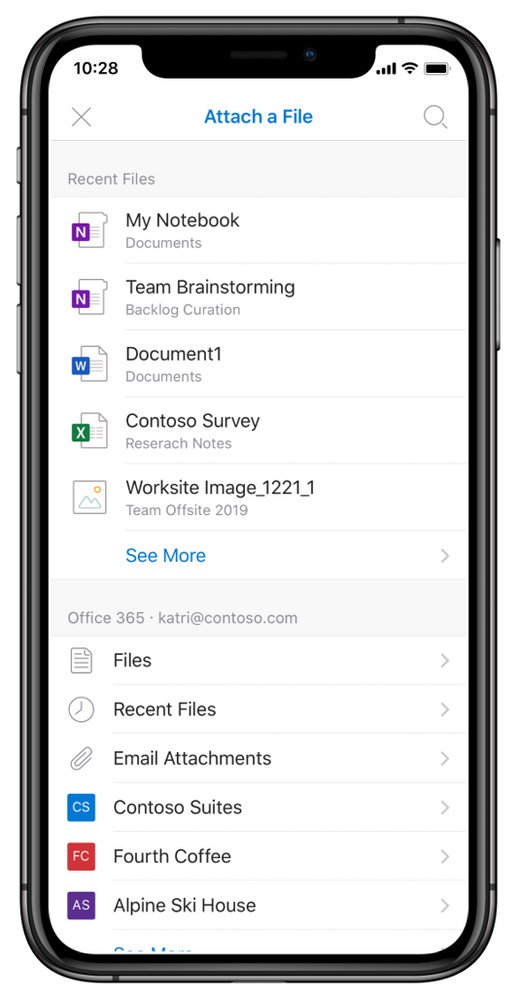 Acronis Backup, OneDrive, Google Dysk w Outlook na iOS