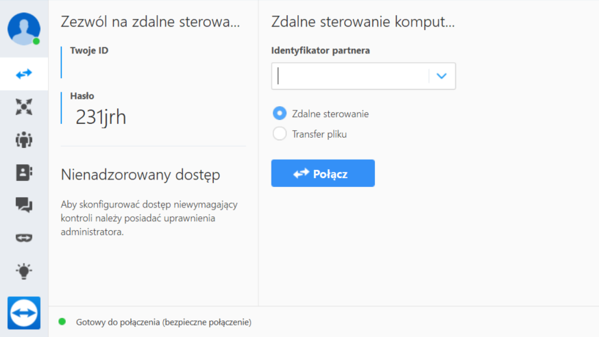 Strona główna programu TeamViewer 14