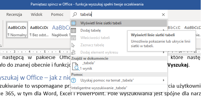 Spincz w Office to nieaktualne rozwiązanie- jak wyszukiwać w opcji Wyszukaj?