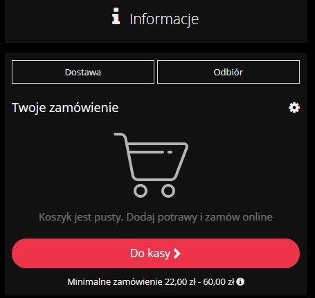 Strona WWW dla restauracji - zakładka zamówień online