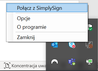 Połączenie z SimplySign - odnowienie podpisu elektronicznego.