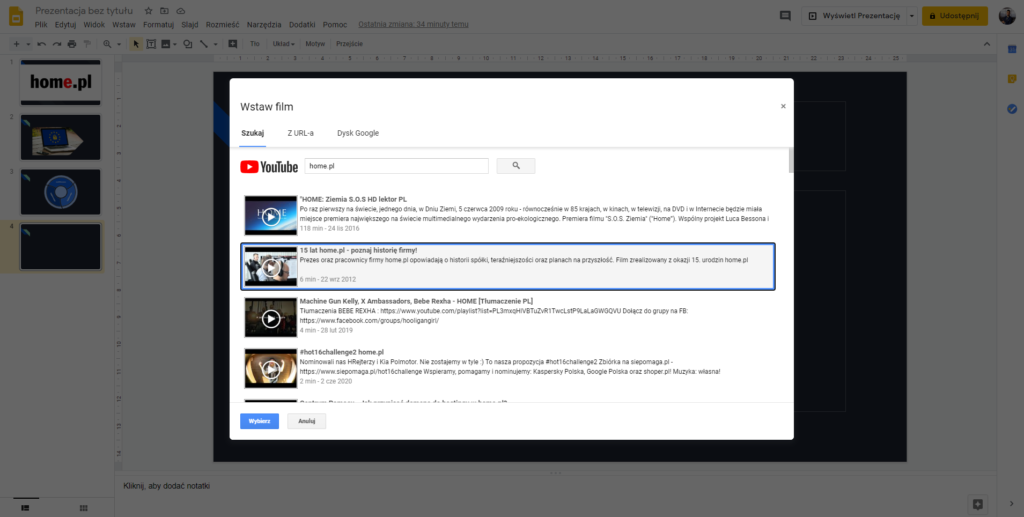 Jak osadzić film z YouTube w Google Prezentacje?