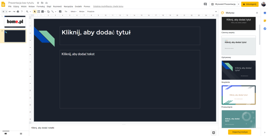 Jak zastosować motyw w prezentacji?