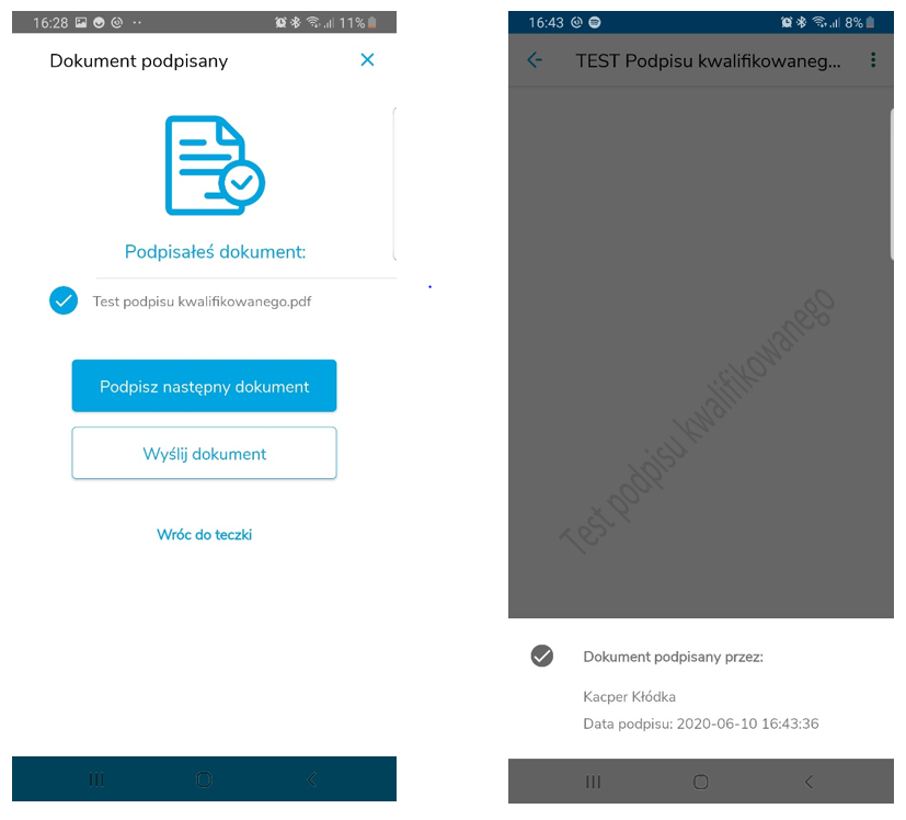 Podpisywanie dokumentu za pomocą aplikacji mobilnej - podpis elektroniczny w firmie