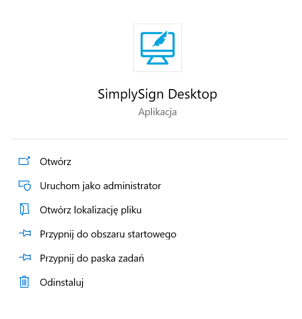 SimplySign Desktop to aplikacja służąca do podpisywania dokumentów podpisem kwalifikowanym na komputerze