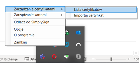 Certyfikat do magazynu systemu Windows możesz dodać również ręcznie za pomocą aplikacji SimplySign Desktop