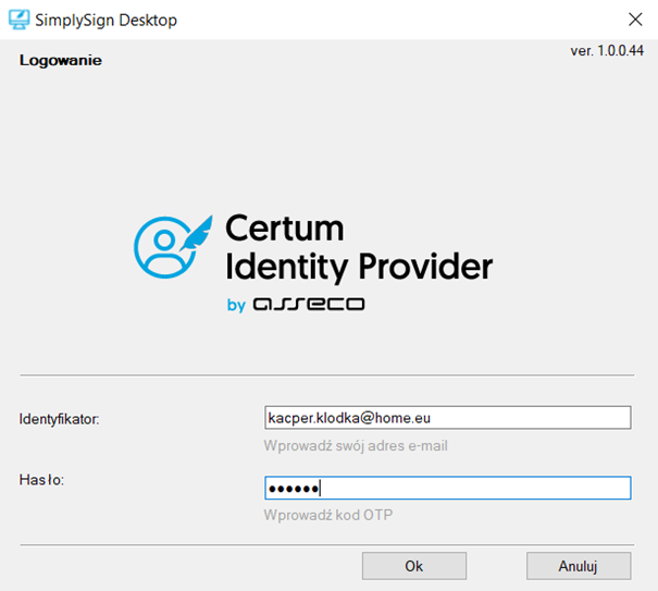 SimplySign Desktop wymaga kodu OTP - znajdziesz go w swoim smartfonie w aplikacji SimplySign