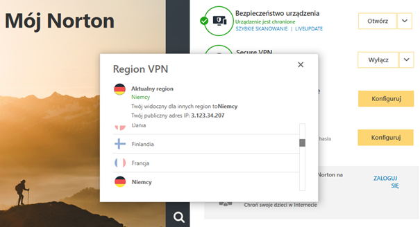 Konfigurowanie VPN w Norton 360