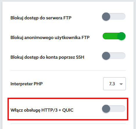 Aktywacja HTTP/3 (QUIC) w home.pl