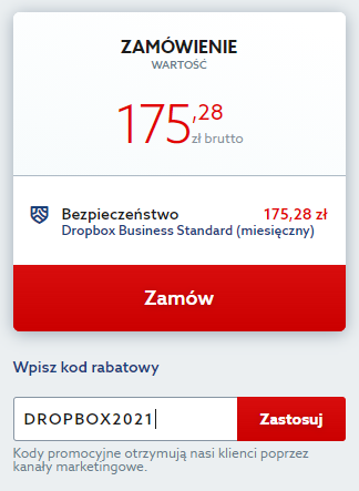 Kod rabatowy na Dropbox Business obniżający cenę usługi. Sprawdź rabat