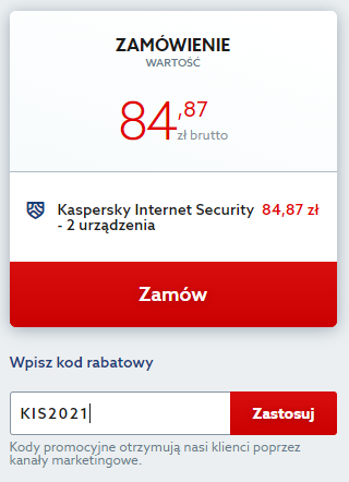 Kod rabatowy na Kaspersky Internet Security 2 stanowiska. Wpisz kod obniżający cenę antywirusa i chroń swój komputer taniej.