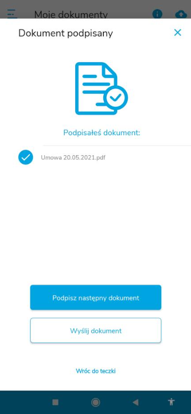 Podpisany dokument w aplikacji mobilnej SimplySign