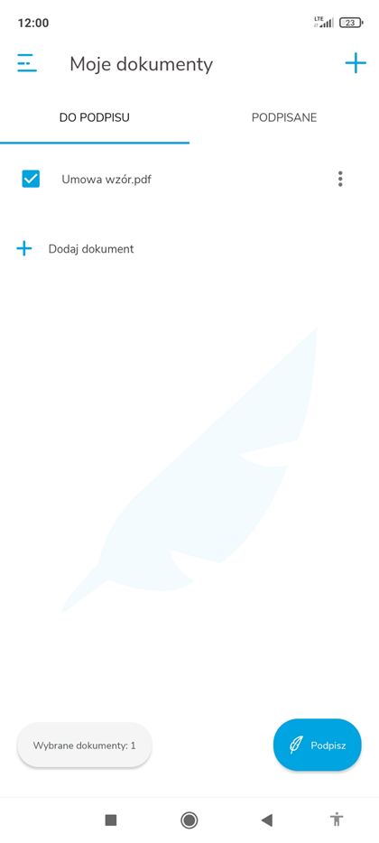 Dodawanie dokumentu do aplikacji simplysign 