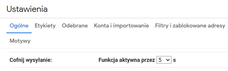 Cofnij wysyłanie w Gmail