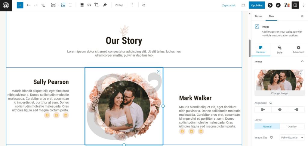 Ślubna strona internetowa w WordPressie z opcją edycji bloków