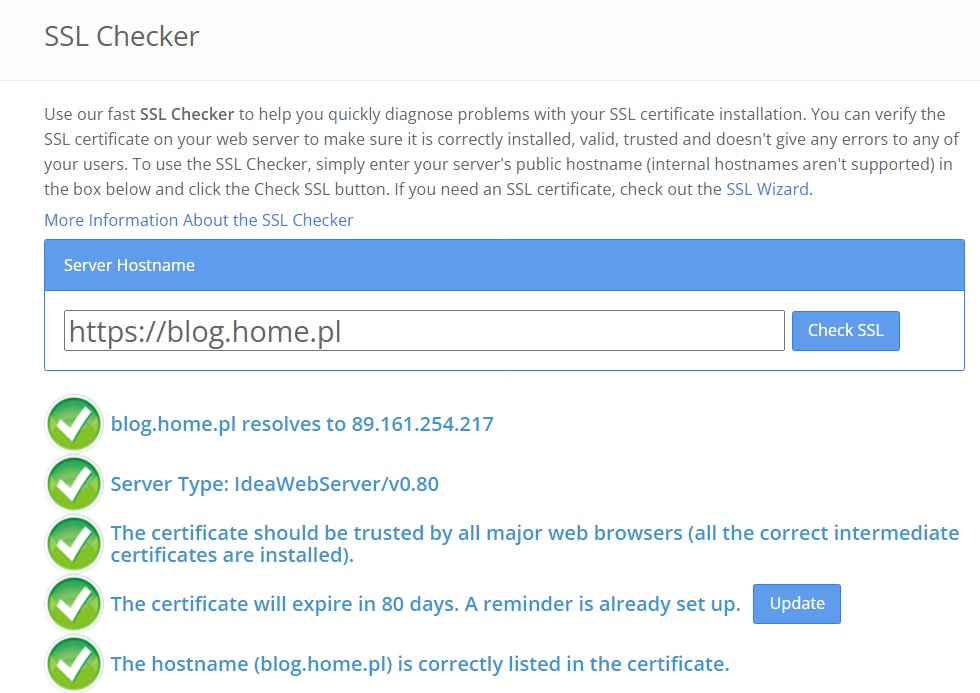 Sprawdzanie certyfikatu SSL po instalacji na hostingu