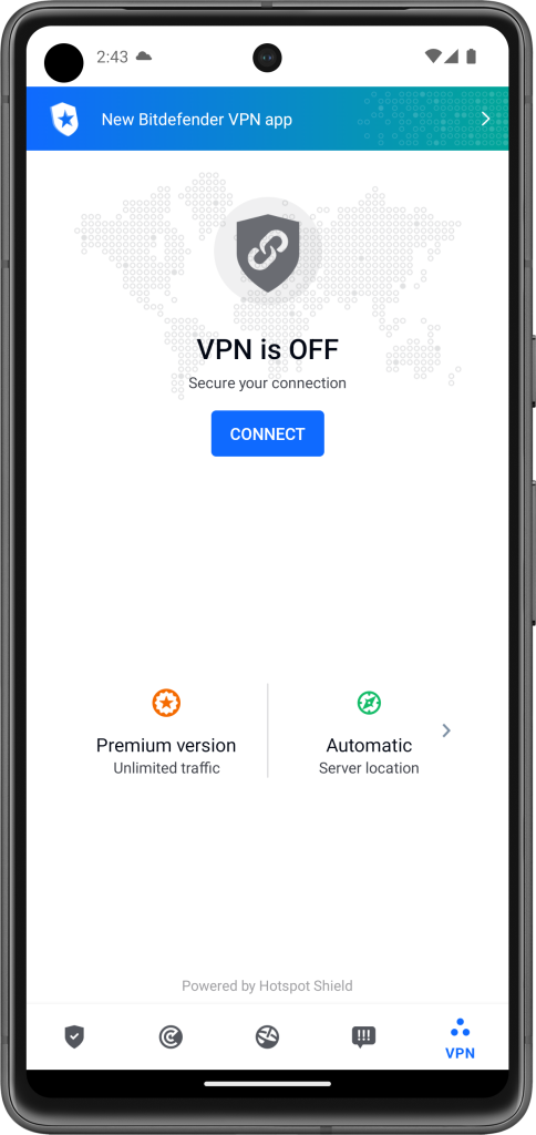 Antywirus z VPN na smartfonie - Bitdefender Total Security