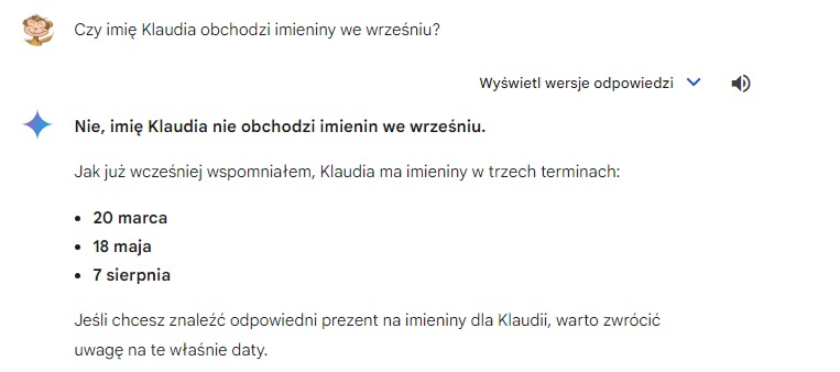 Przykład halucynacji sztucznej inteligencji