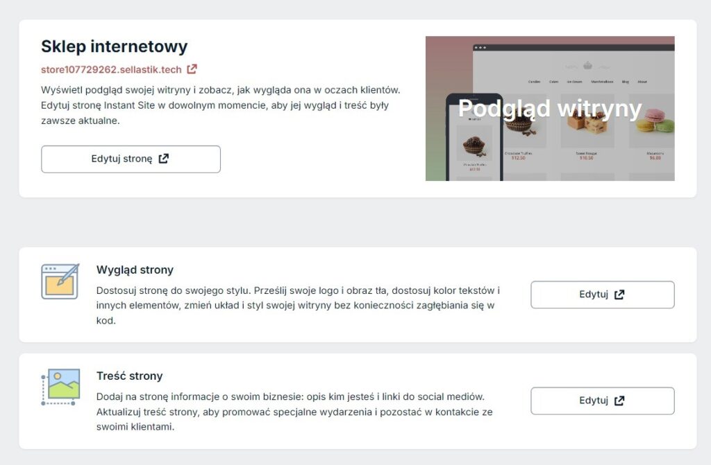 Opcje zmiany wyglądu sklepu Sellastik