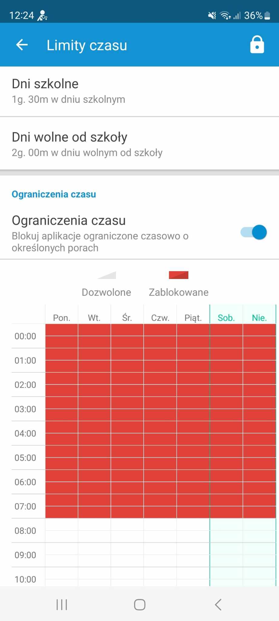 Limit czasu dostępu do internetu w harmonogramie ESET.