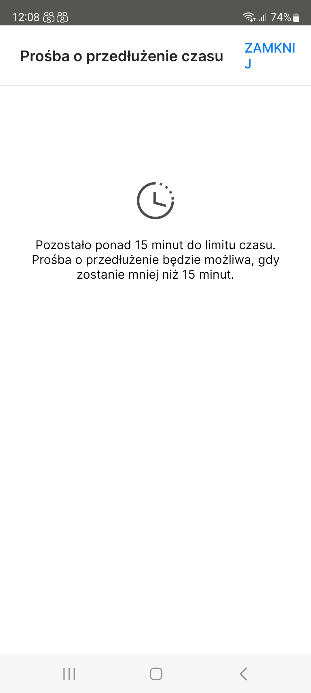 Powiadomienie o przedłużeniu limitu czasu na telefonie dziecka.