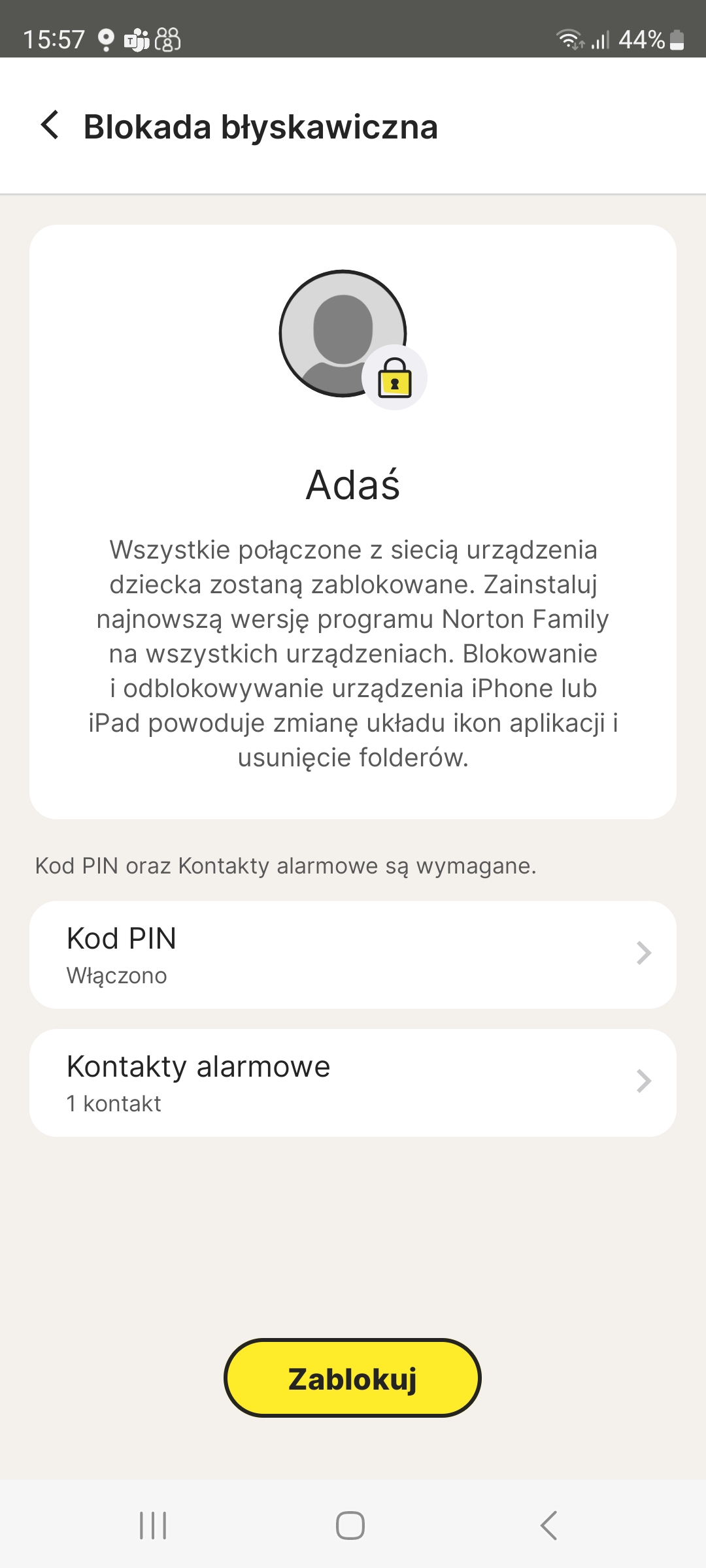 Blokada telefonu po przekroczeniu limitu czasu.